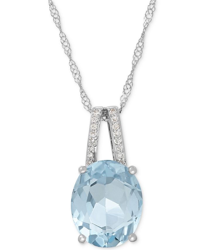 Macy s Aquamarine 2 1 5 ct. t.w. and Diamond Accent Pendant