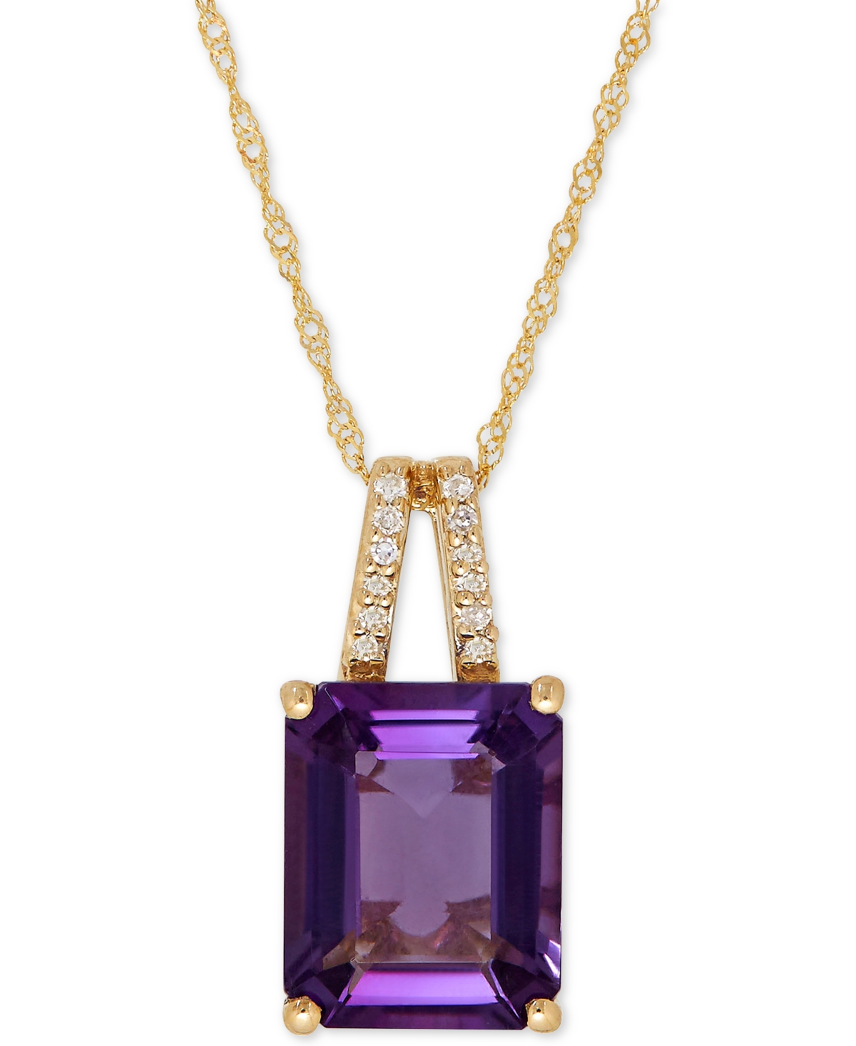 Macy's Citrine (3 Ct. T.w.) & Diamond Accent 18" Pendant Necklace In 14k Gold (also Available In Garnet And In Amethyst
