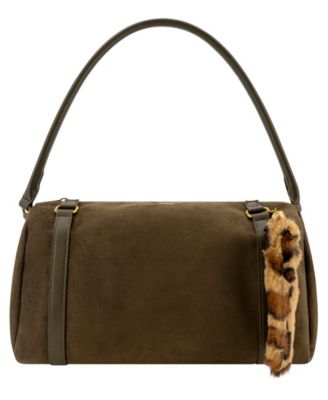 Reve Faux Suede Medium Charm Bowling Handbag
