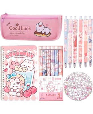 School Stationery Set, 58-Piece Set, Rabbit Theme for Writing and Creative Projects