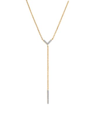 Diamond Y-Neck Cable Chain Necklace (1/10 ct. t.w.) in 10k Yellow Gold