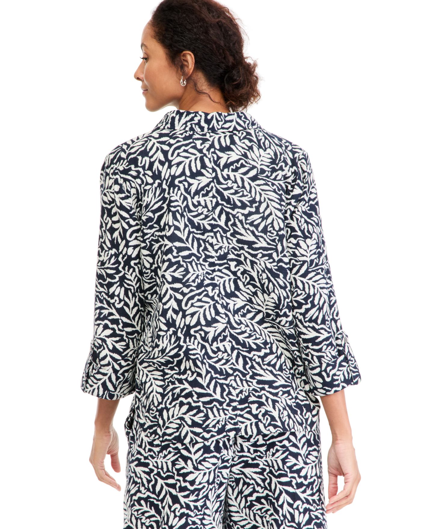 Женская блузка Style & Co Printed Cotton Gauze 3/4-Sleeve Popover, цвет: Синий — фото 2