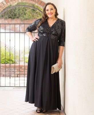 macys plus size black formal dresses Evening Wear sleeveless midi dress