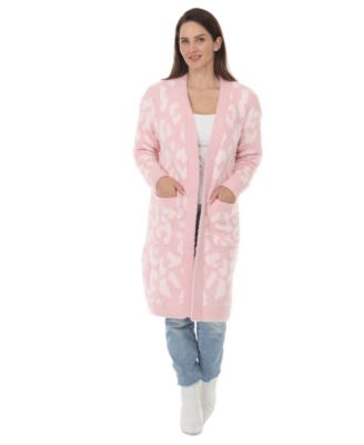 Women's Leopard-Print Sherpa Open-Front Cardigan