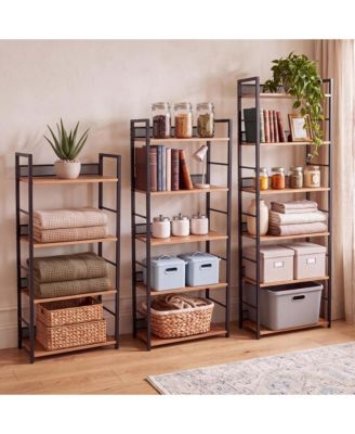 Bookshelf Set 3-Piece 4/5/6-Tier Metal Free-Standing Display Storage Rack