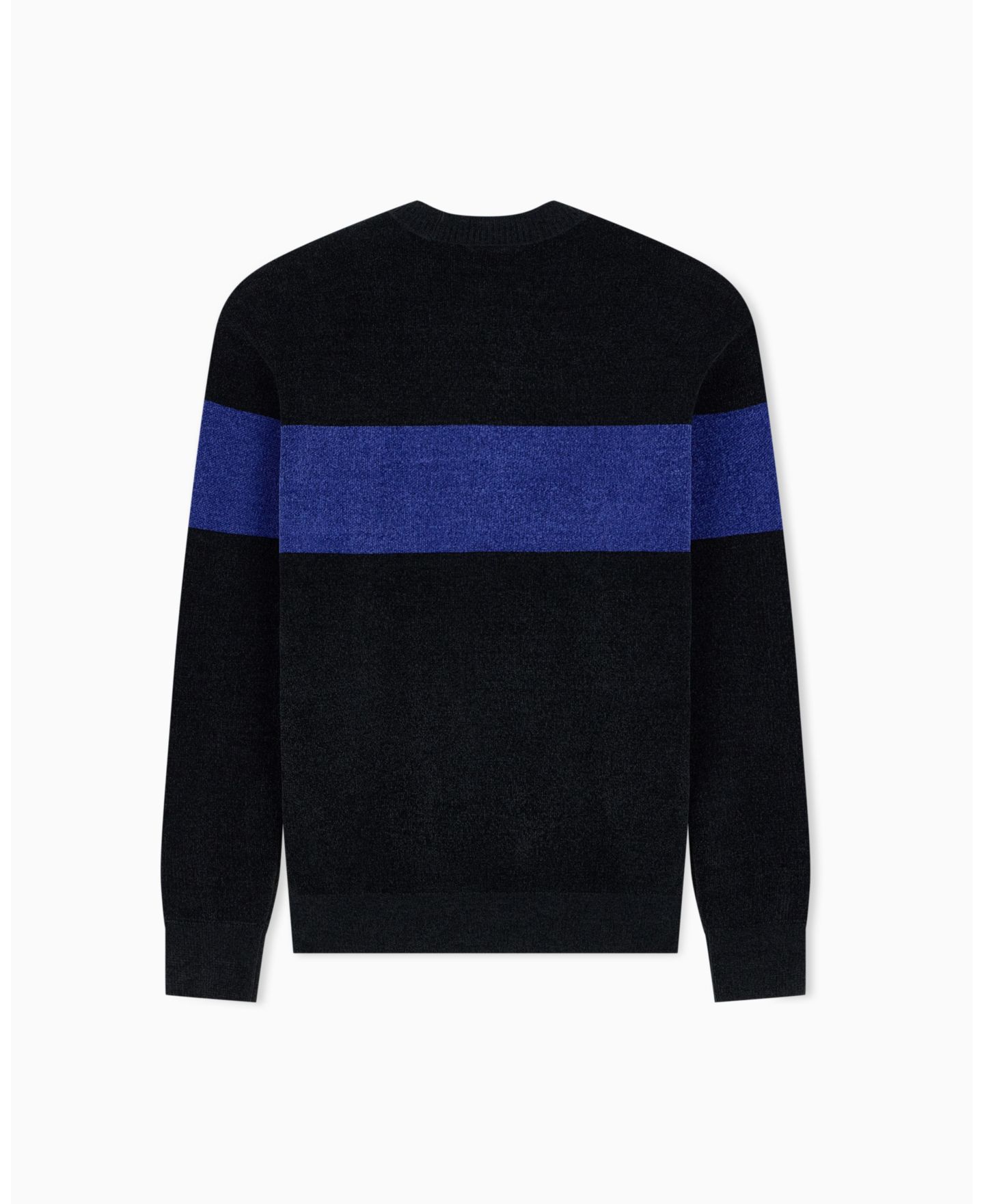 Мужской свитер A|X Armani Exchange из синели с длинным рукавом, колор-блок, круглый вырез, цвет: Чёрный синий — фото 3
