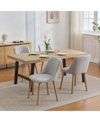 Industrial Dining Set 5-Piece 70.87-Inches Linen Fabric Seats Dining Table Set