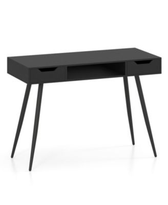 Mid-Century Writing Desk with Tapered Angled Metal Legs
