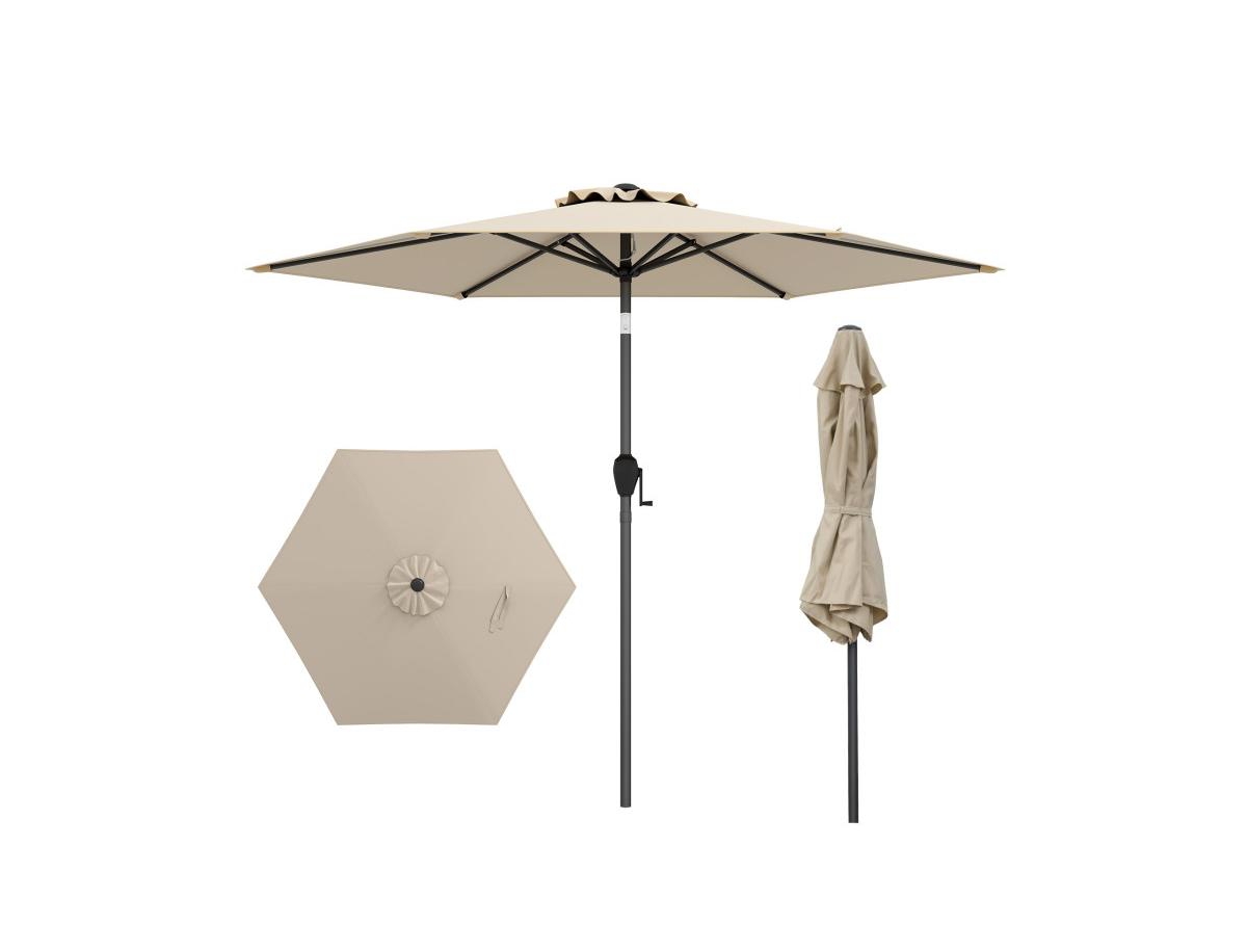 Clihome Outdoor Patio Heavy Duty Market Umbrella with Push Button Tilt - Beige