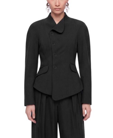 Женская куртка NOCTURNE Double-Breasted Stand Collar Peplum, цвет: Чёрный