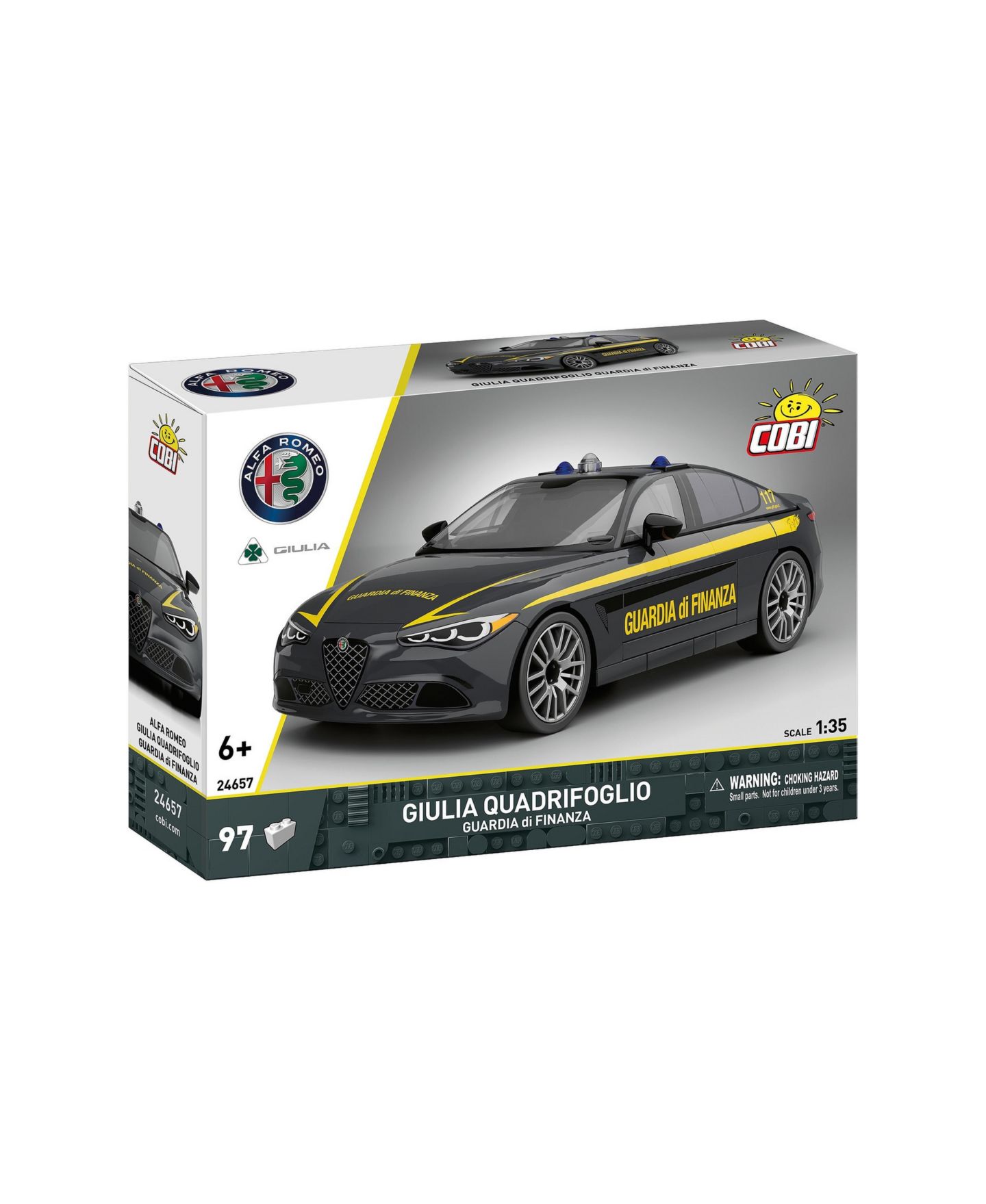 Детский конструктор COBI Alfa Romeo Giulia Quadrifoglio Guardia di Finanza 97-Piece Building Set, Ages 6+ — фото 1