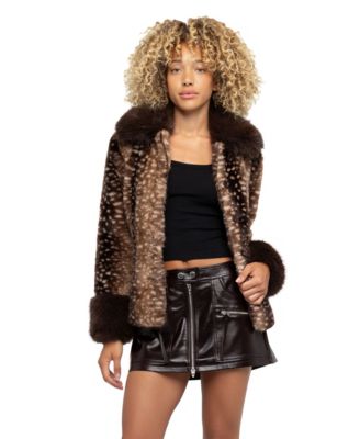 Women's Take A Hike Faux Fur Animal-Print Jacket