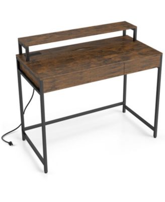 Compact Office Desk with a Removable Monitor Shelf