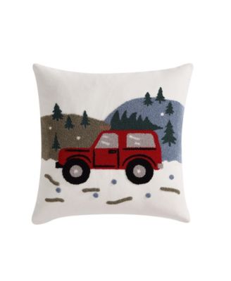 Holiday Truck Tree Decorative Pillow, 20" X 20"