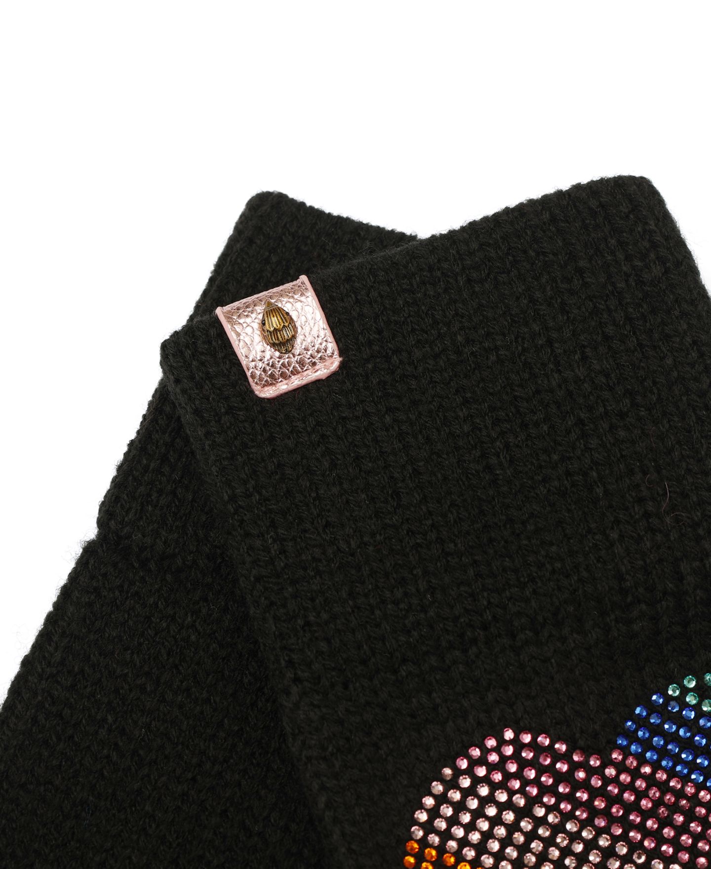 Женские перчатки Kurt Geiger London Hotfix Rainbow Heart Touchscreen, цвет: Чёрный — фото 4