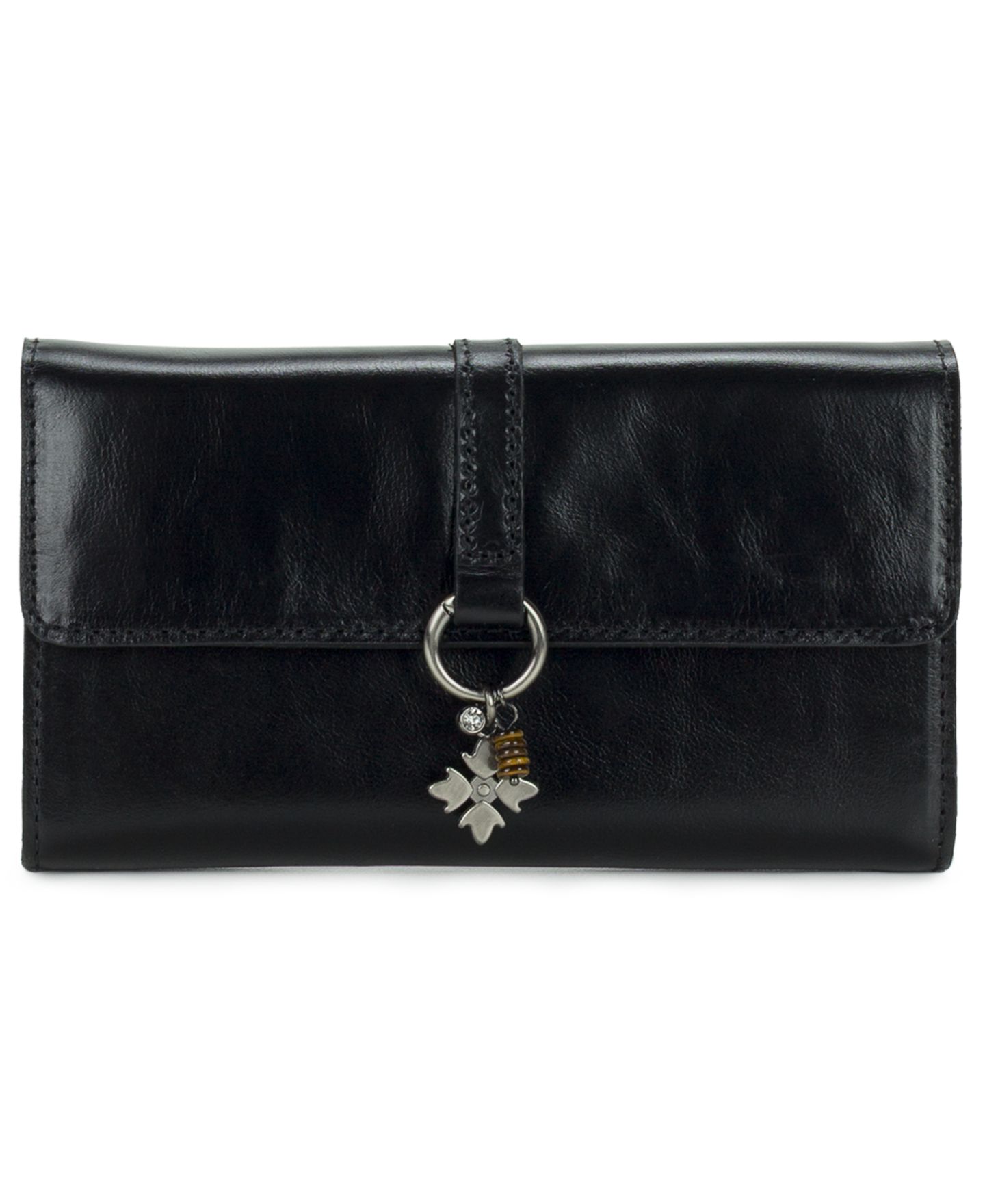 Женский кошелёк Patricia Nash Lottie Boxed Full Grain Leather Trifold Wallet, цвет: Чёрный — фото 1
