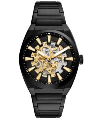 Men's Automatic Luxury Water-Resistant Black Stainless Steel Bracelet Watch 42mm