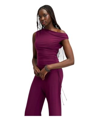 Women's One-Shoulder Ruched Matte Jersey Top