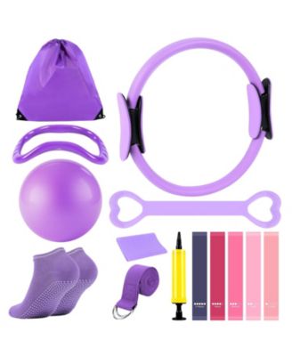 Pilates Workout Kit Magic Circle Yoga Ball Resistance Bands Socks Home Gym Fitness