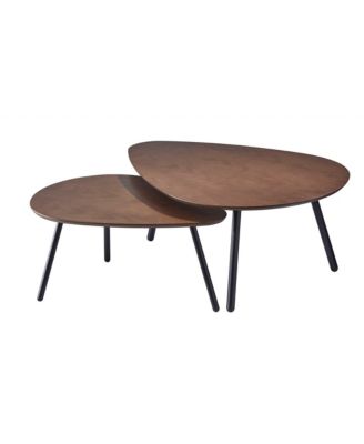 Set of Two Wood And Metal Oval Nested Tables