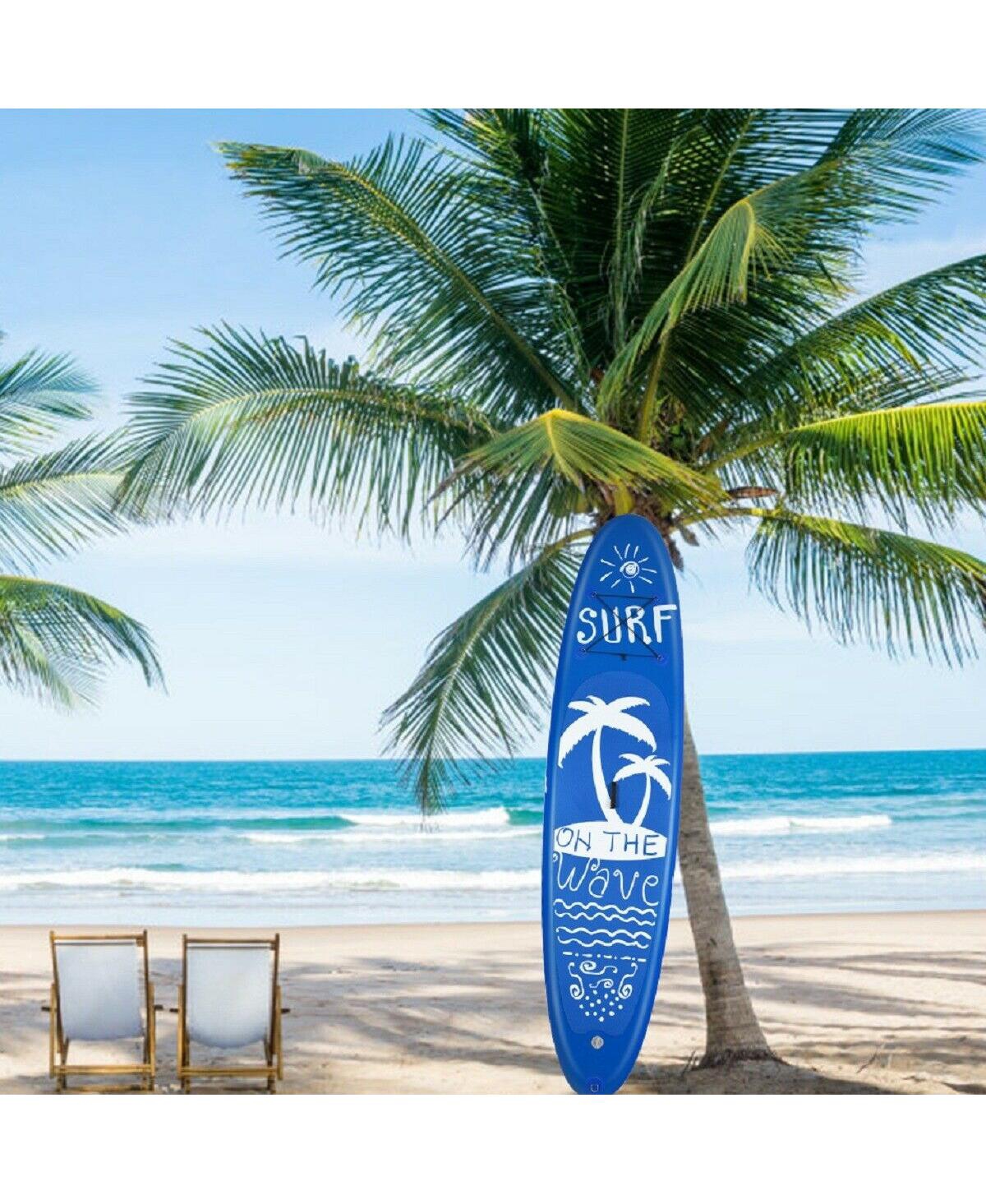 Zeny Inflatable Stand Up Paddleboard, Wide and Thick, Adjustable Paddle, Pump and Backpack - Dark blue
