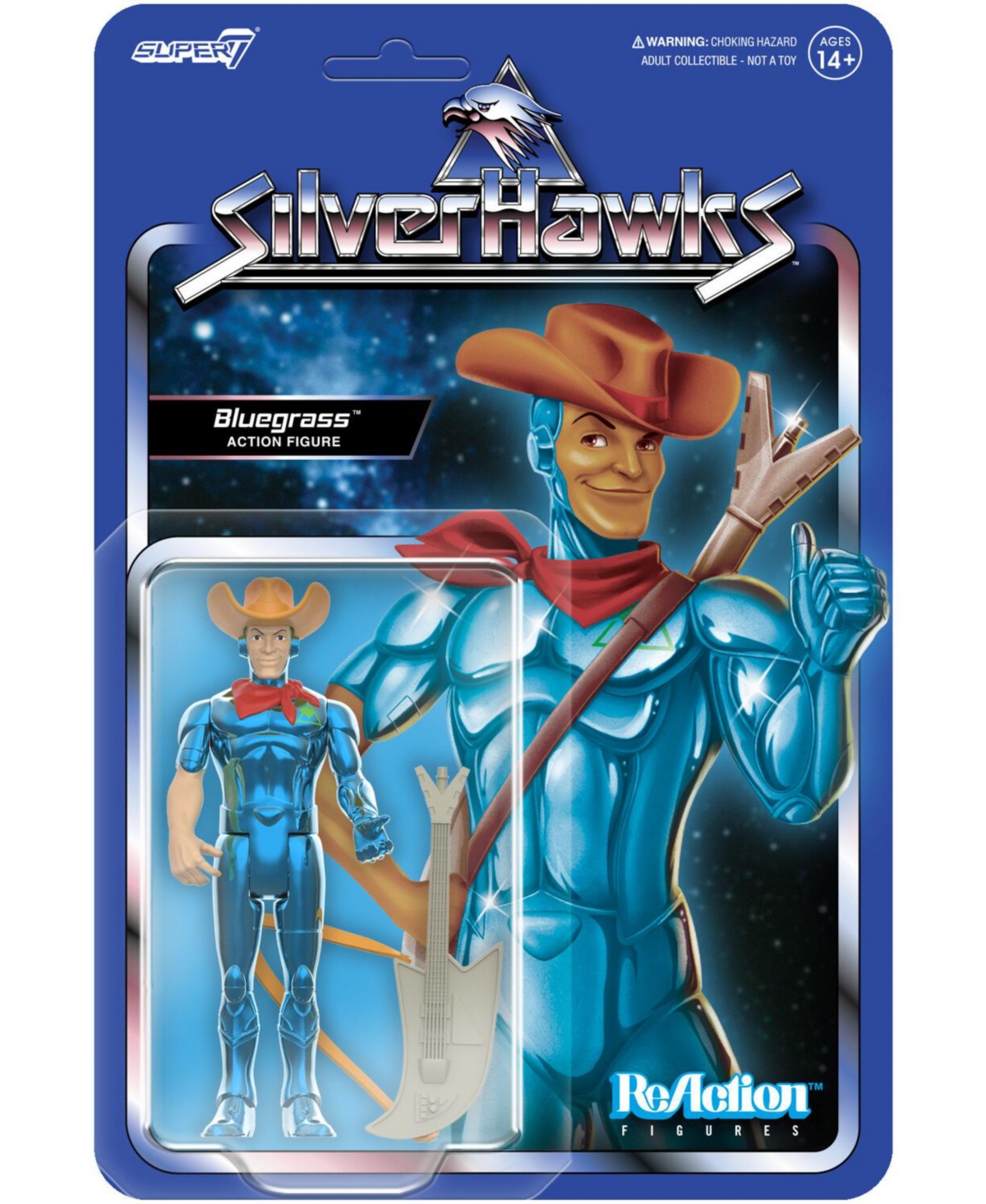 Super7 Silverhawks Bluegrass Collectible ReAction Figure, 14 Years & Up
