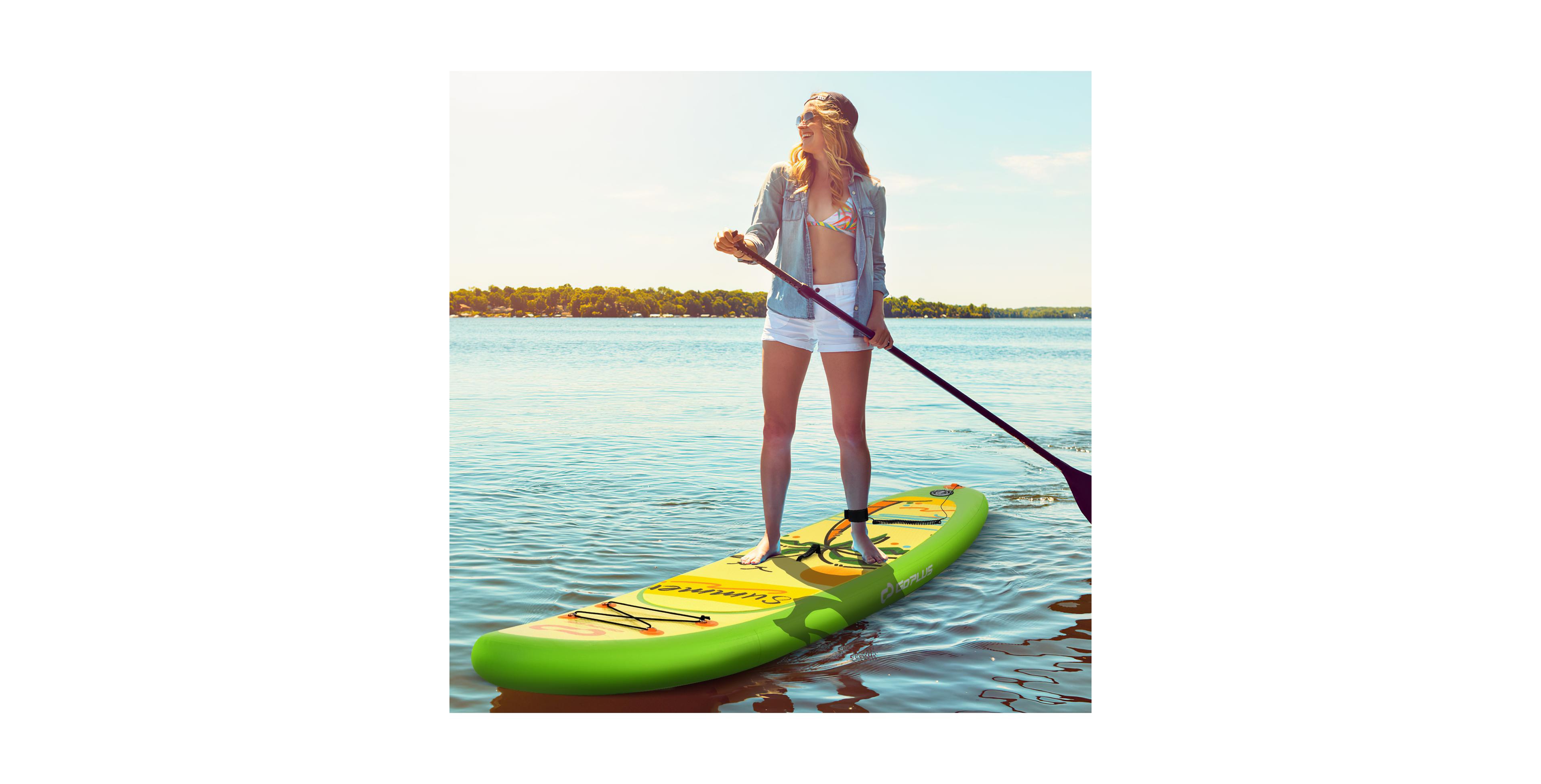 Zeny Inflatable Stand Up Paddleboard, Non-Slip Deck, Adjustable Paddle and Backpack