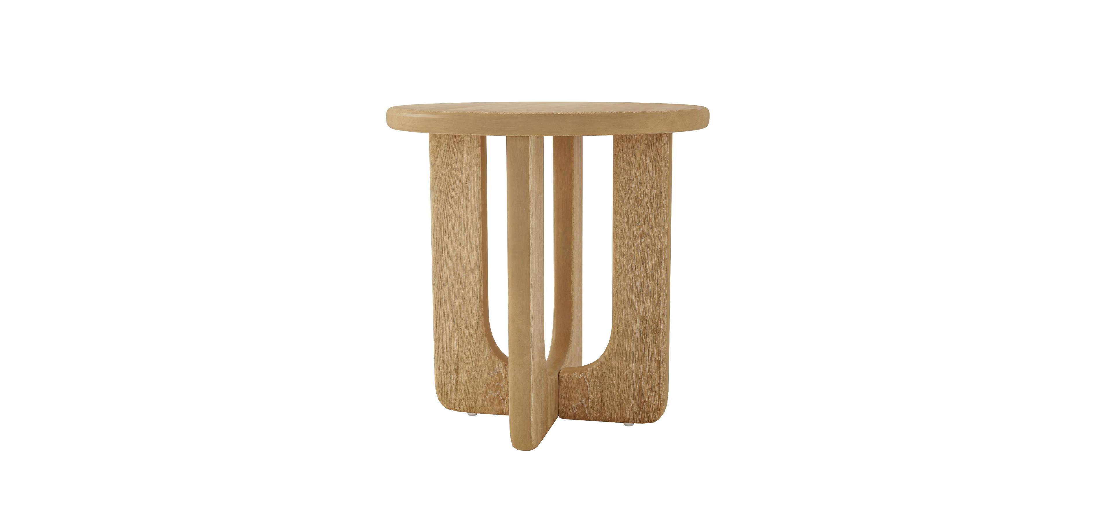 Hulala Home 24"With Oak Veneer Top Round Side Table with Solid Wood Legs