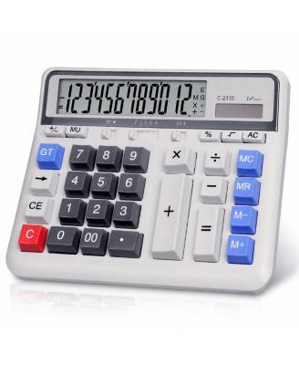 12 Digit Large Desktop Calculator Big LCD Display Anti Slip