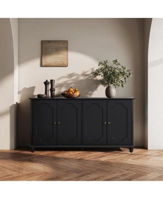 Farmhouse 4-Door Storage Credenza and Buffet Cabinet