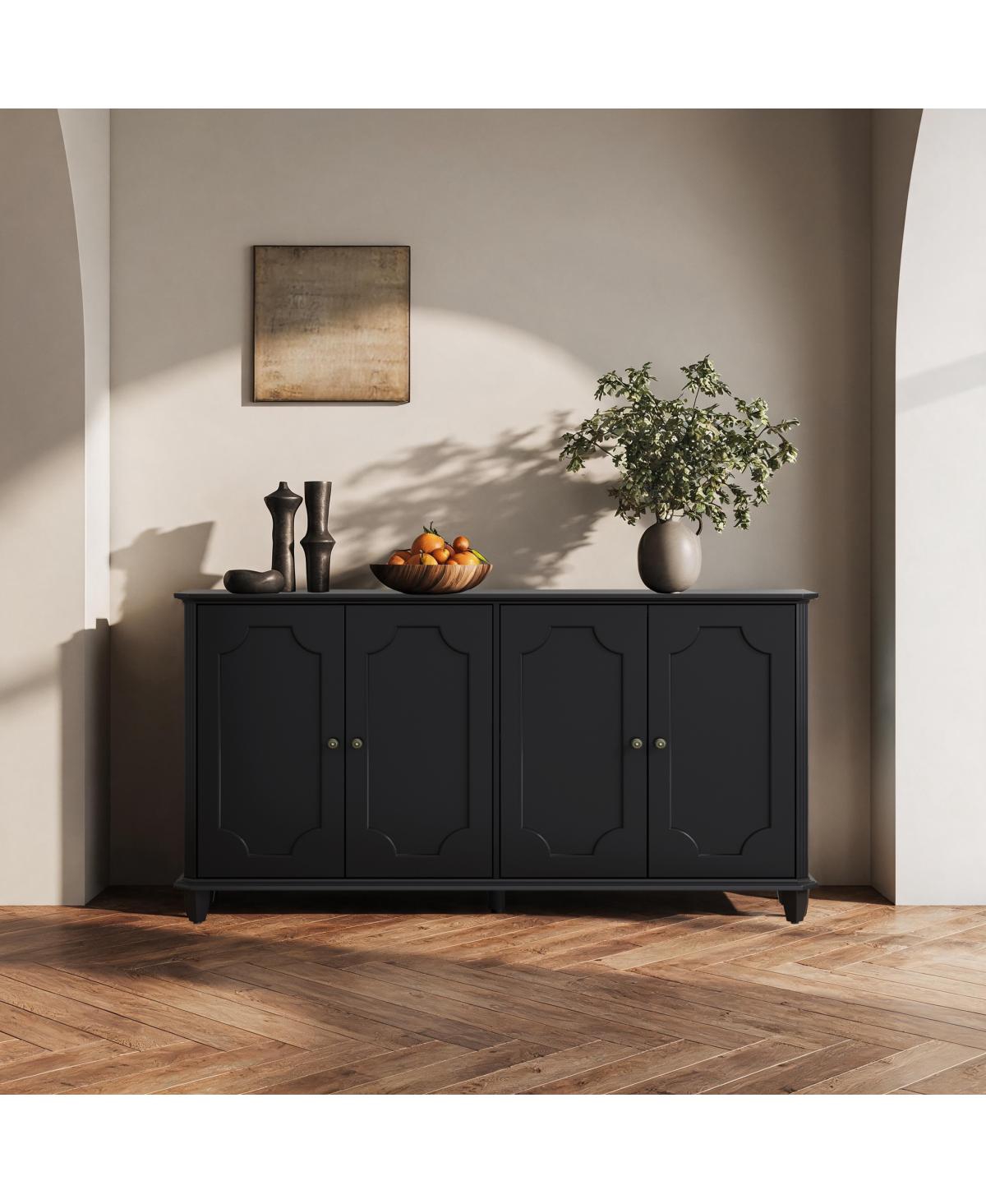 Streamdale Furniture Farmhouse 4-Door Storage Credenza and Buffet Cabinet