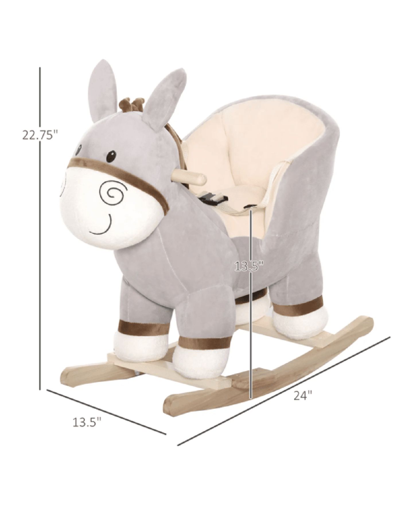 Детская игрушка SEVORLEY Steel and Wood Rocking Ride-On Toy with Safety Handle, Ages 18-36 Months, цвет: Белый — фото 2