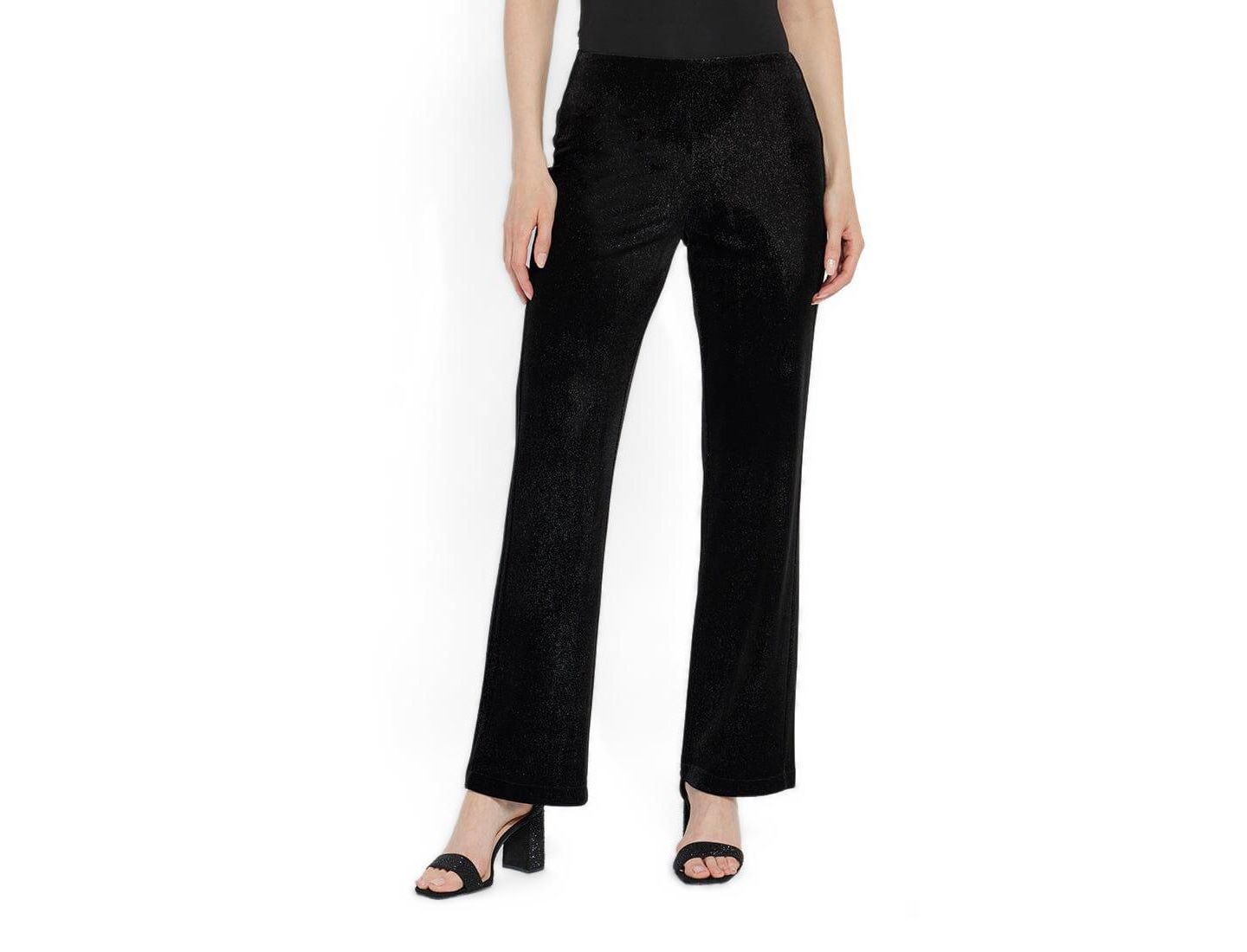 Женские брюки LYSSE Metallic Foil Stretch Velvet, цвет: Чёрный — фото 1