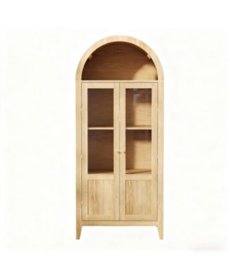 Arched Accent Cabinet 71 Inch With Two Glass Panel Doors