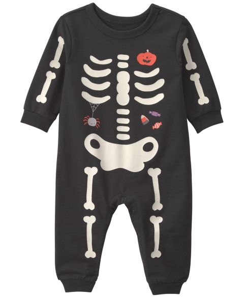 Детский комбинезон Carter's Halloween из футера со скелетом, цвет: Чёрный