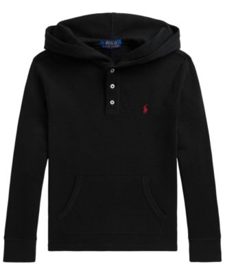 Boys' 8-20 Waffle-Knit Hooded Cotton Henley Hoodie