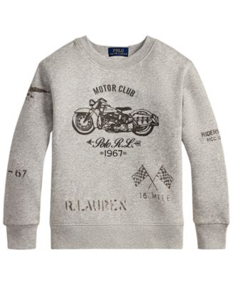 Boys' 2T-7 Motorcycle Print Fleece Crewneck Sweatshirt
