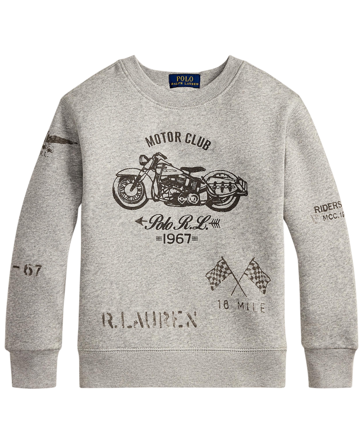 Polo Ralph Lauren Boys' 2T-7 Motorcycle Print Fleece Crewneck Sweatshirt
