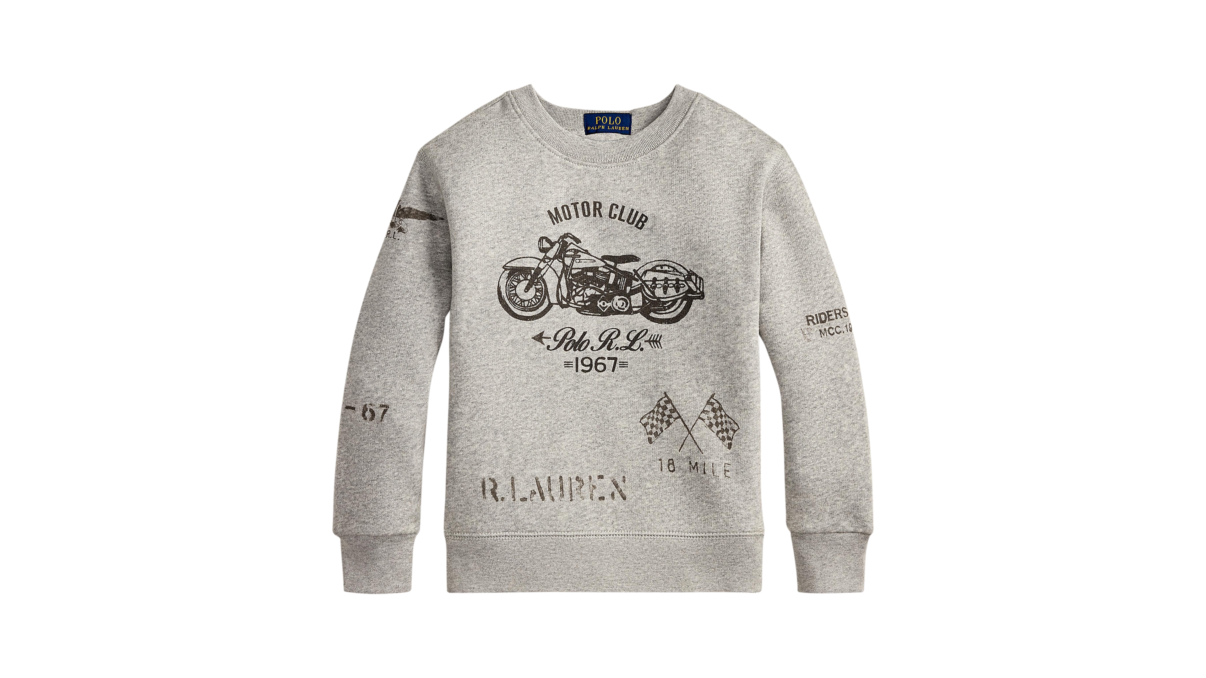 Polo Ralph Lauren Boys' 2T-7 Motorcycle Print Fleece Crewneck Sweatshirt