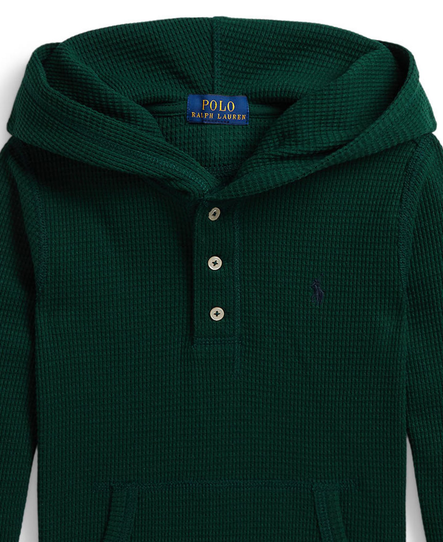 Худи Polo Ralph Lauren Hooded Waffle-Knit Long-Sleeve Henley для мальчиков, цвет: Мох — фото 3