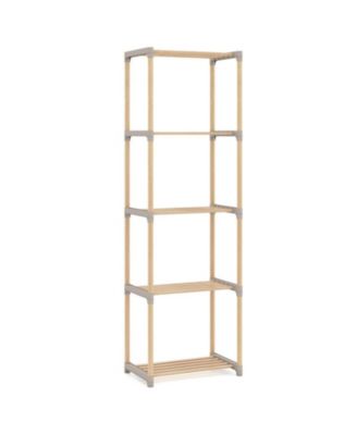 5-Tier Pine Wood Bookshelf with Open Shelves for Small Spaces