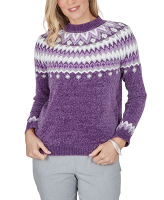 Petite Fair Isle Mock Neck Pullover Sweater