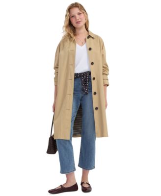 Women's Raglan-Sleeve Mid-Length Pleat-Back Coat