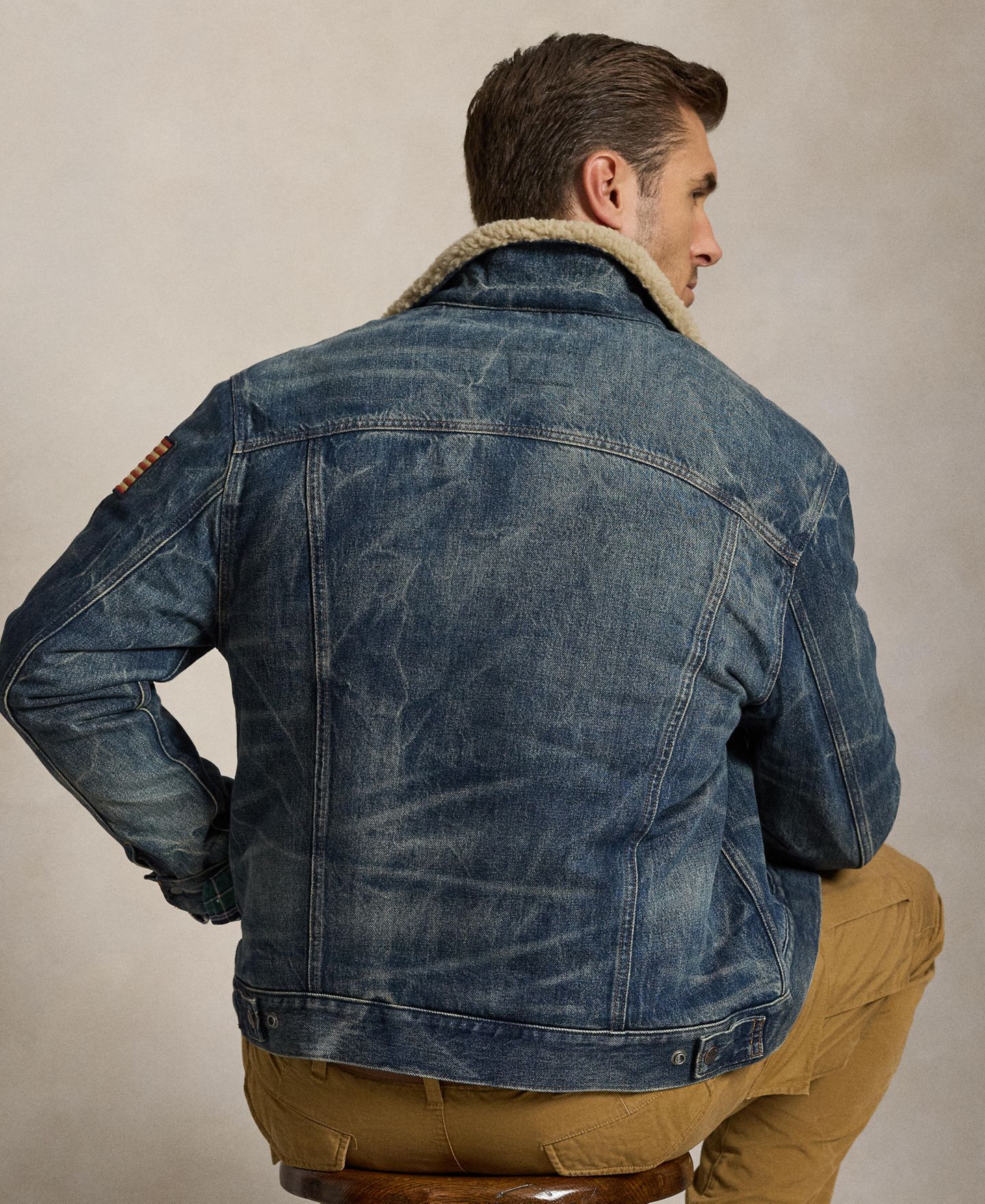 Мужская джинсовая куртка Polo Ralph Lauren Big & Tall с подкладкой из шерпы, длинный рукав, цвет: Earlton — фото 5