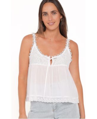 Women's Jennie Sleeveless Scoop Neck Lace-Trim Tank Top
