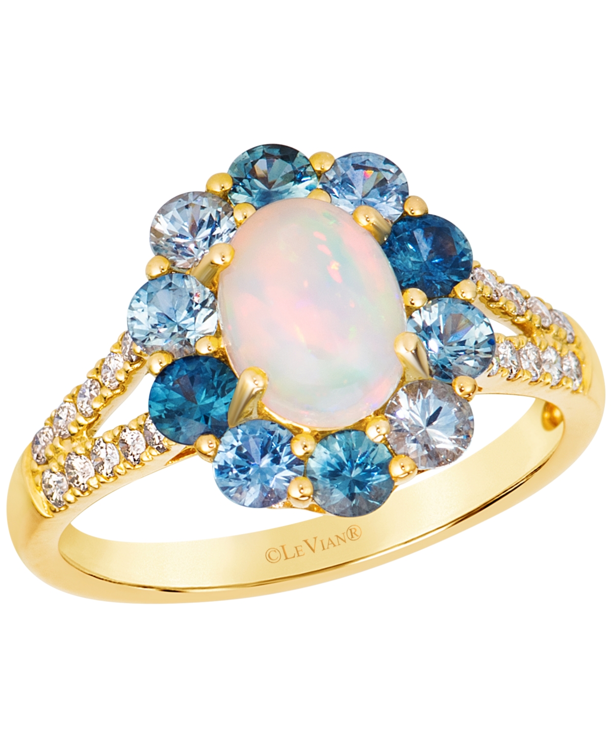 Le Vian Halo Opal Diamond Ring (1/5 ct. t.w.) in 14k Yellow Gold - Yellow Gold