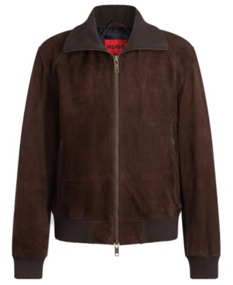 Hugo Boss Men's H-Malbano7 Leather Bomber Regular Fit Jacket