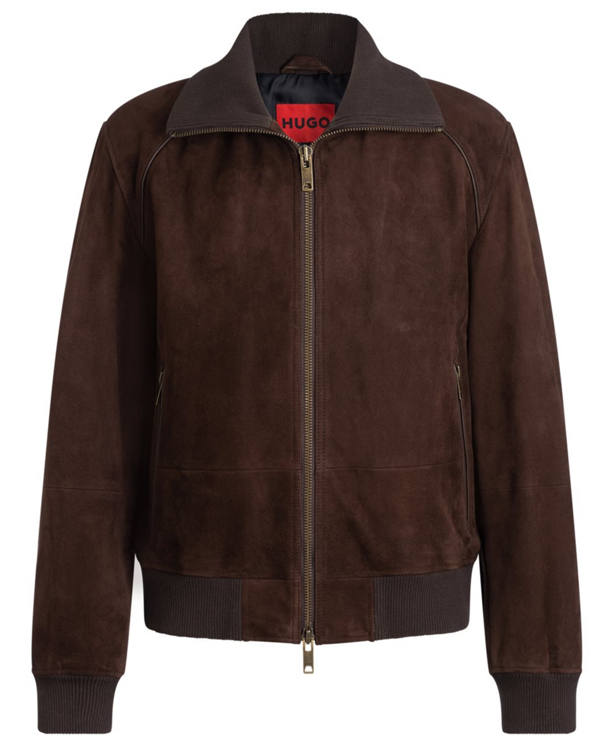 Hugo Boss Men's H-Malbano7 Leather Bomber Regular Fit Jacket - Brown overflow