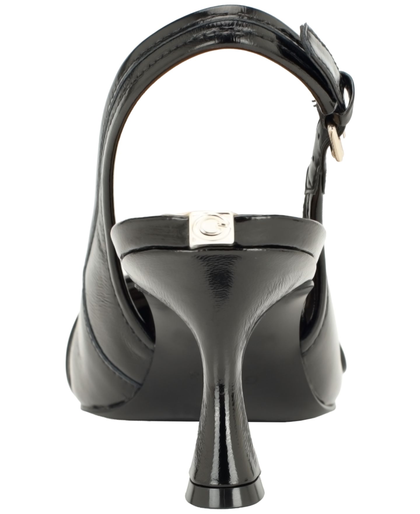 Женские туфли GUESS Andela Buckle Flared Heel Slingback Pointed Toe, цвет: Чёрный лаковый — фото 3