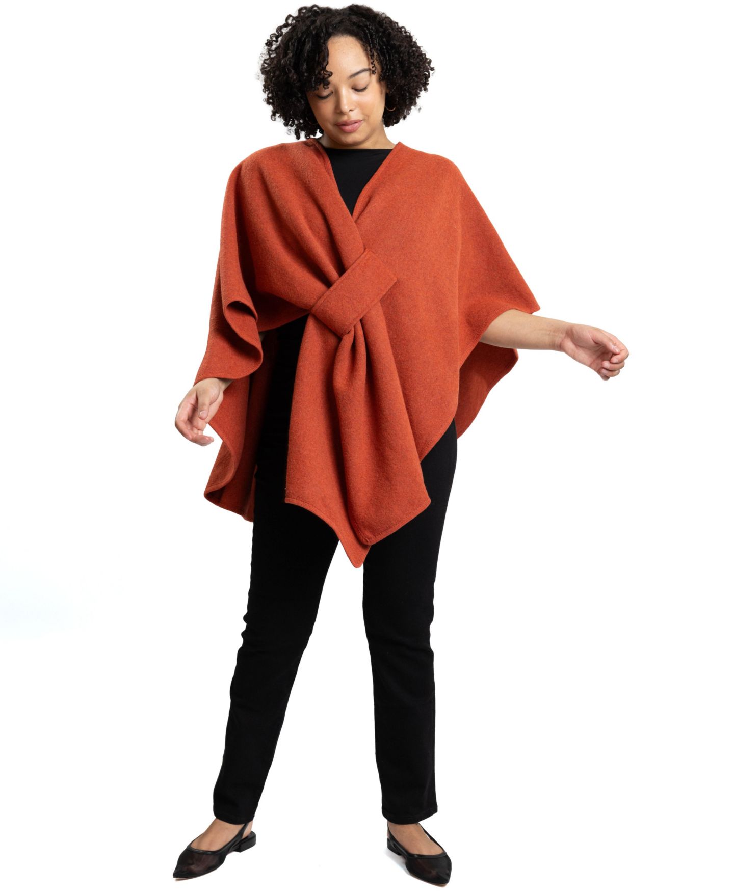 Caldwell Collection Women's Gloria Oversized V-Neck 3/4-Sleeve Poncho, цвет: Оранжевый — фото 5